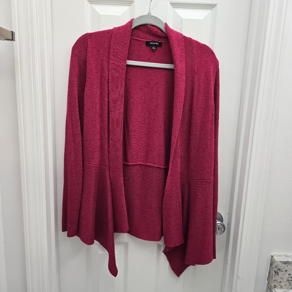 Verve ami Asymmetrical cardigan/ sweater hot pink Sz L, pre-owned